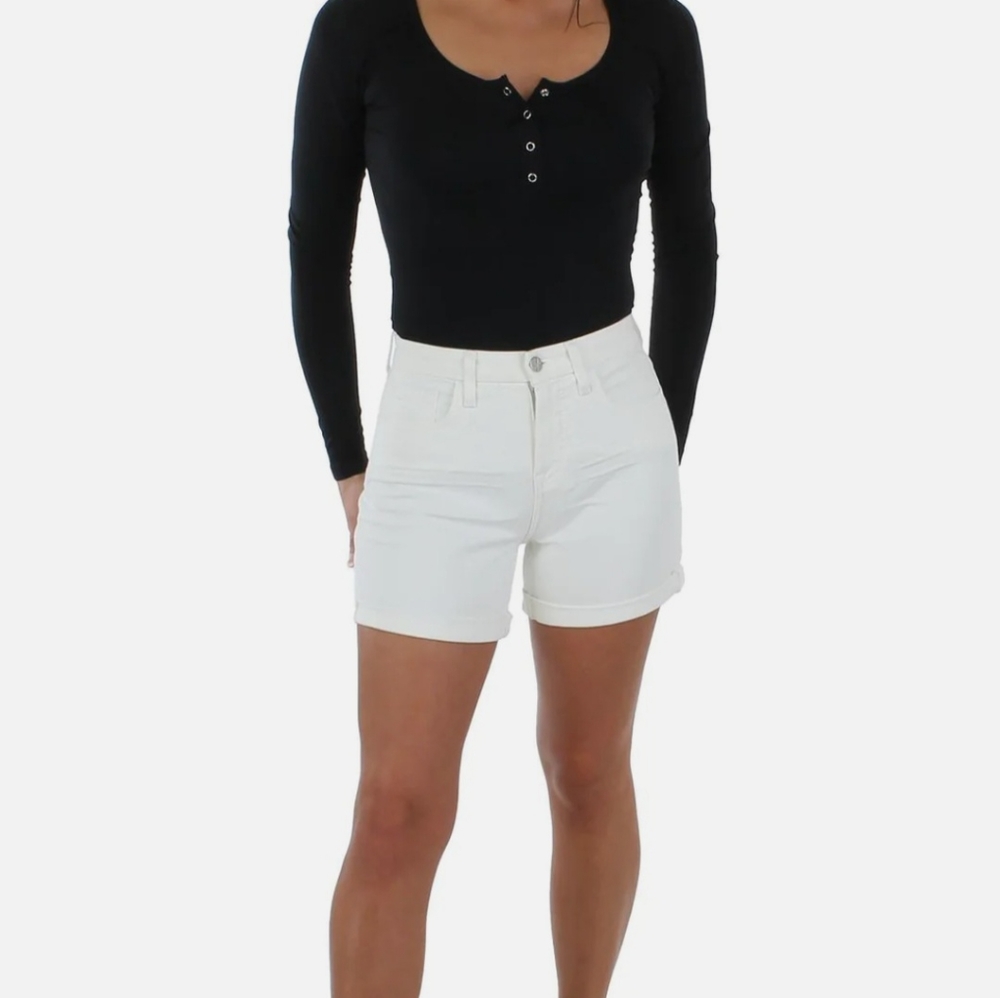 JEN7 by 7 for All MankindHigh Rise Rolled Cuff Hem Stretch Denim Shorts
